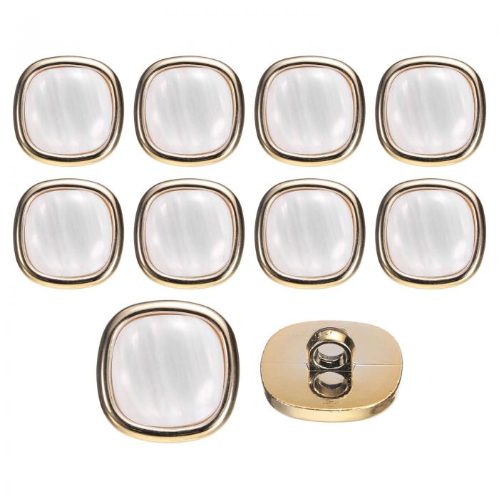 10個21mm四角形樹脂ヴィンテージ衣類ボタンメタルコートボタンクラフトアクセサリー衣類コート装飾クラフトDIYプロジェクト ホワイト