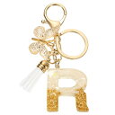 イニシャルレターキーチェーン レジン製かわいい蝶のタッセルペンダントアクセサリー 女性用アルファベットキーリング 財布 ハンドバッグ バックパック用 金 R