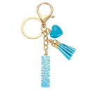 イニシャルレターキーチェーン レジン製かわいいハートタッセルペンダントアクセサリー アルファベットキーリング 財布 ハンドバッグ バックパック用 ブルー-I