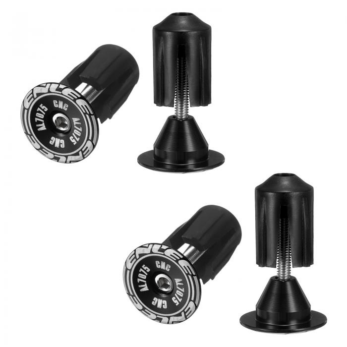 2ペアの自転車ハンドルバーエンドプラグ、アルミニウム製バーエンドキャップ、24-35mm調整可能な拡張ロック付きネジ付き、MTBロードBMX固定ギアバイク用、黒