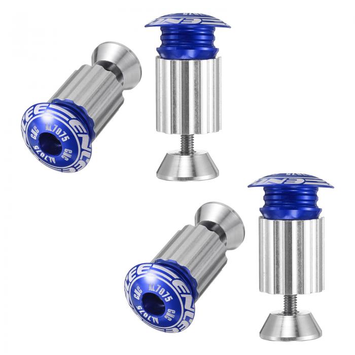 2ペアの自転車ハンドルバーエンドプラグ、アルミニウム製バーエンドキャップ、18-20mm調整可能な拡張ロック付きネジ付き、MTBロードBMX固定ギアバイク用、ブルー