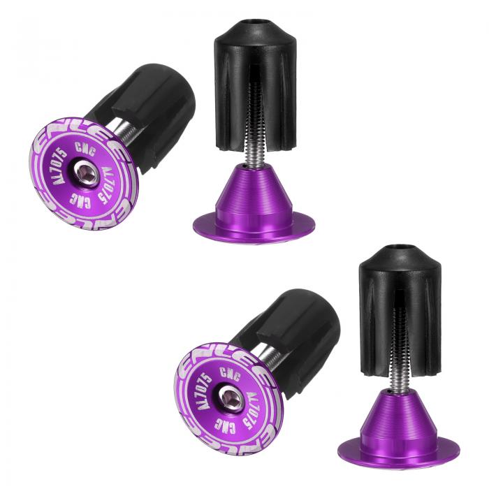 2ペアの自転車ハンドルバーエンドプラグ、アルミニウム製バーエンドキャップ、24-35mm調整可能な拡張ロック付きネジ付き、MTBロードBMX固定ギアバイク用、パープル