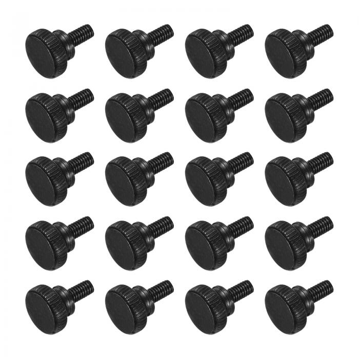 20個 M4 x 6mm ニュート゛ルつまみねし゛ 黒鋼平頭つまみねし゛ メトリック ニュート゛ルホ゛ルト ショ..