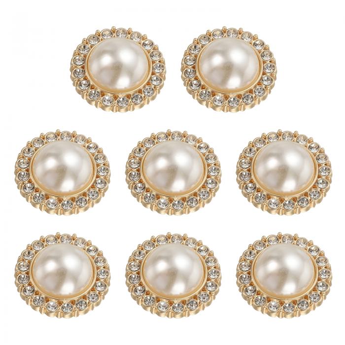 25mm（0.98インチ） メタルボタン8個セットジンク合金製 丸いパールクラフトボタン ドレスDIYクラフト..