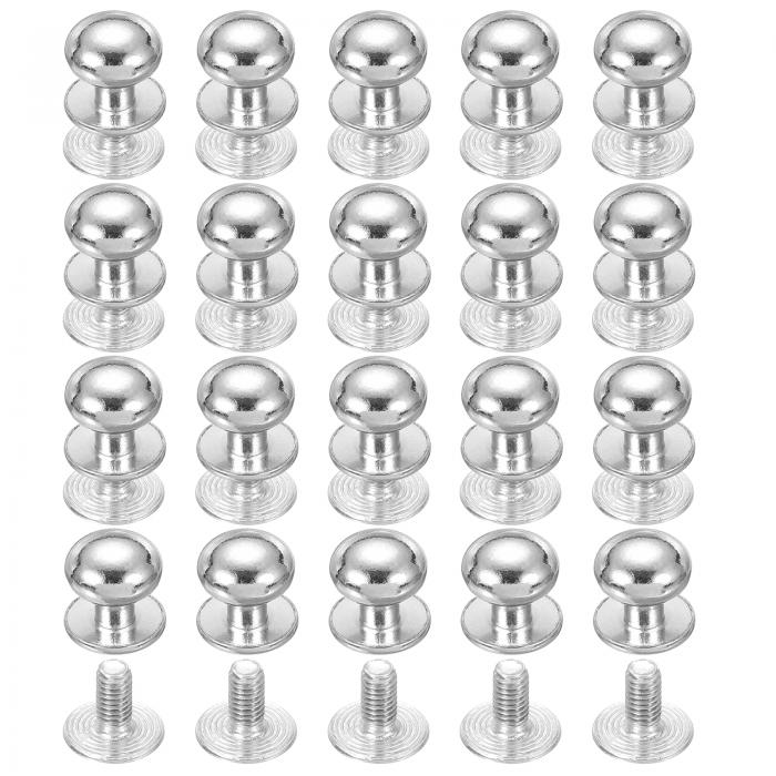 PATIKIL 12 mm レザーリベット 20セット ボールヘッドスタッドスクリューバックラウンドヘッドボタンシカゴスクリューニップルスタッドリベット レザーDIYクラフトハンドバッグベルト修理用 シルバートーン