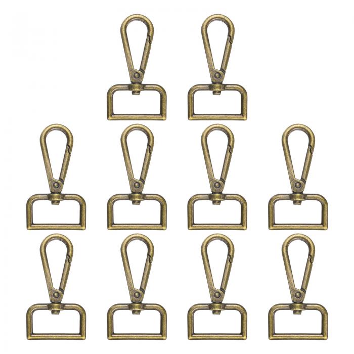 10個のメタルDリングロブスタークローファスナー1.02インチ（26mm）亜鉛合金360度回転トリガープッシュゲートスナップフック、キーチェーン宝石ストラップDIYクラフト用、ブロンズ