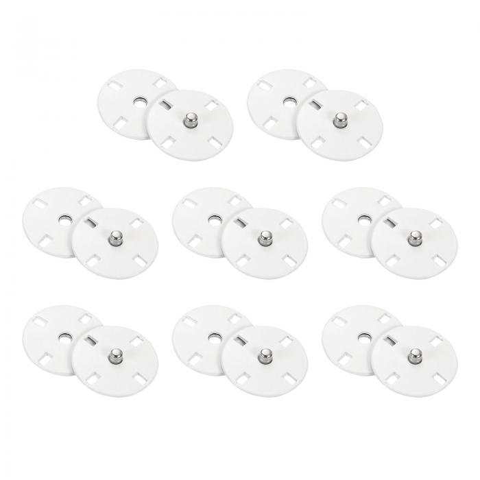 8セットのボタンを縫う 21mmのインビジブルプレススナップボタン 衣類のDIYクラフト用の亜鉛合金製スナップファスナー 白色