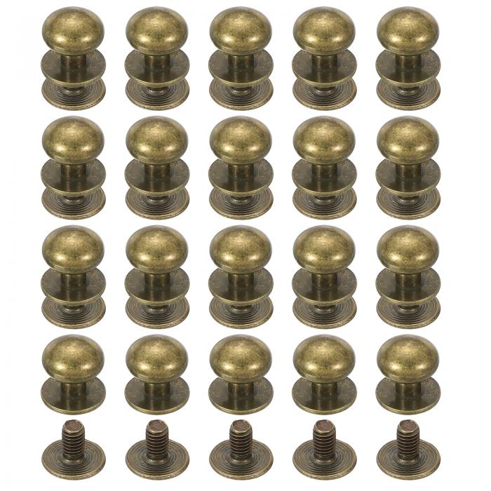 PATIKIL 4 mm レザーリベット 20セット ボールヘッドスタッドスクリューバックラウンドヘッドボタンシカゴスクリューニップルスタッドリベット レザーDIYクラフトハンドバッグベルト修理用 ブロンズ