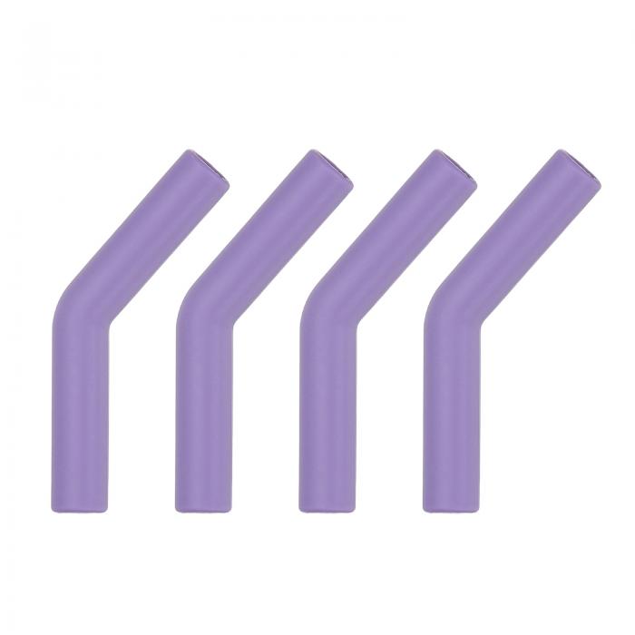 4個 シリコンストロー先端 柔らかい再利用可能な金属カバー 10mm/0.39" ODステンレス製 パープル