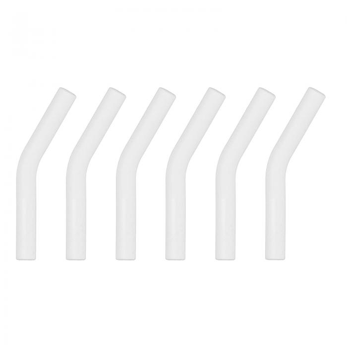 6個 シリコンストロー先端 8mm/0.31" ODステンレス製する柔らかい再利用可能なカバー ホワイト