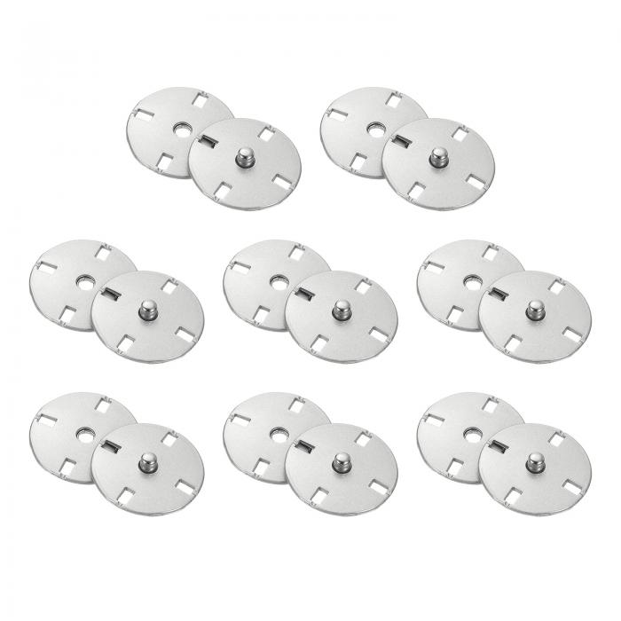 8セットのボタンを縫う 21mmのインビジブルプレススナップボタン 衣類DIYクラフト用の亜鉛合金製スナップファスナー シルバー