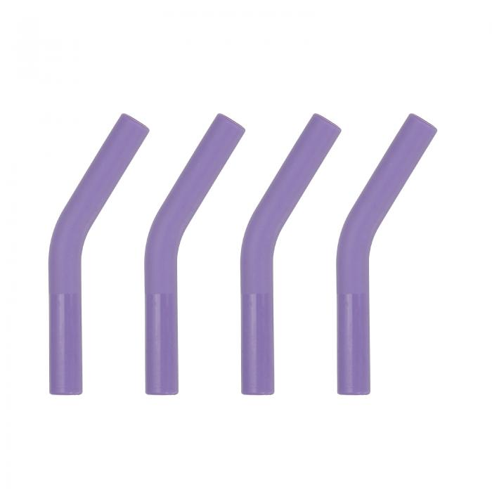 4個 シリコンストロー先端 8mm/0.31" ODステンレス製する柔らかい再利用可能なカバー パープル