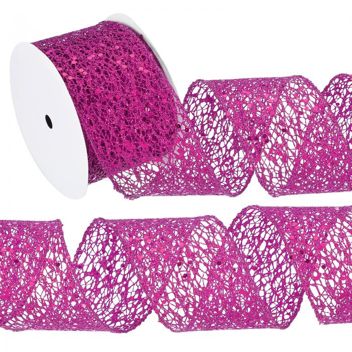 グリッターメッシュリボン、2.5" x 10ヤード、輝く輝くヤーンリボン、ポリエステル装飾用メタリック箔..