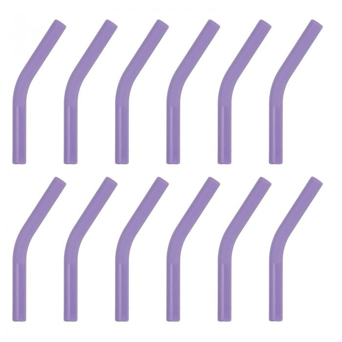 12個 シリコンストロー先端 柔らかい再利用可能な金属カバー 6mm/0.24" ODステンレス製 パープル