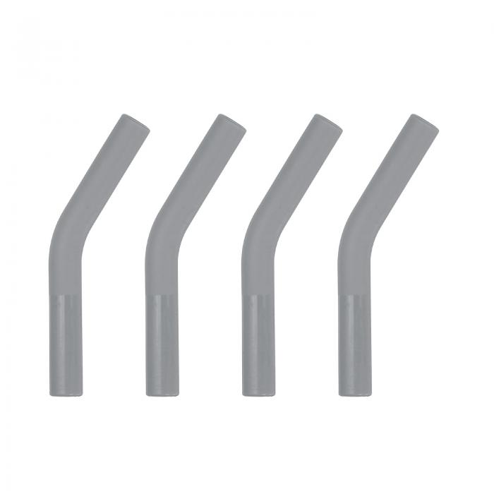 4個 シリコンストロー先端 8mm/0.31" ODステンレス製する柔らかい再利用可能なカバー グレー
