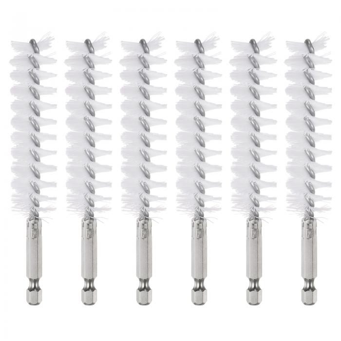 6個 ナイロンボアブ ラシ20mm Dia 4.5"ロングクリーニングツイ ストワイヤーブ ラシハンドル付き1/4"ヘ..