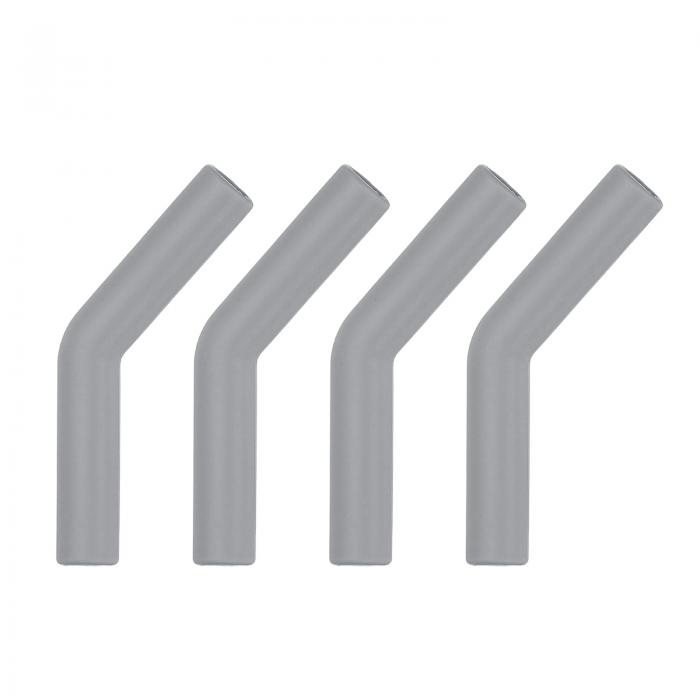 4個 シリコンストロー先端 柔らかい再利用可能な金属カバー 10mm/0.39" ODステンレス製 グレー