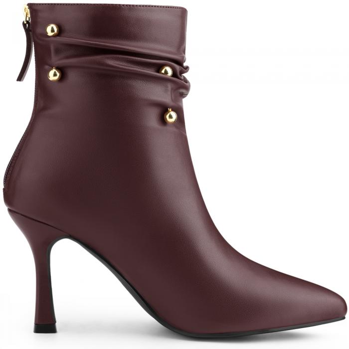 Perphy レディース ポインテッドトゥ スティレットヒール スラウチアンクルブーツ ブルゴーニュ 25.0cm