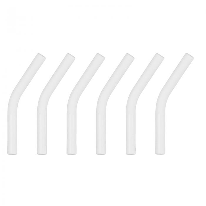 6個 シリコンストロー先端 柔らかい再利用可能な金属カバー 6mm/0.24" ODステンレス製 ホワイト