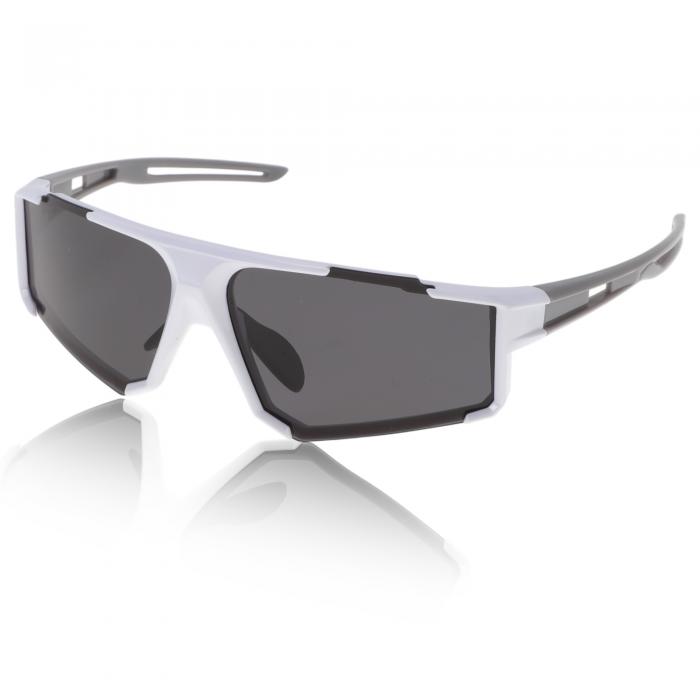 Hihaha メガネ オートバイ用ゴーグル 紫外線防止 サイクリングサングラス ダークグレーレンズ ホワイトフレーム(2)