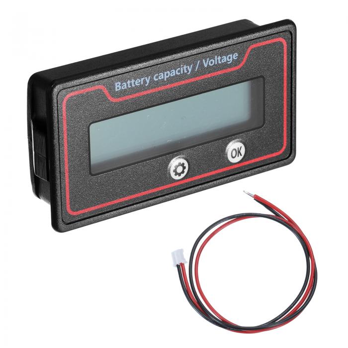 DC 9-120V バッテリー容量電圧インジケーター フロント設定スイッチキー LCD デジタルディスプレイ バ..