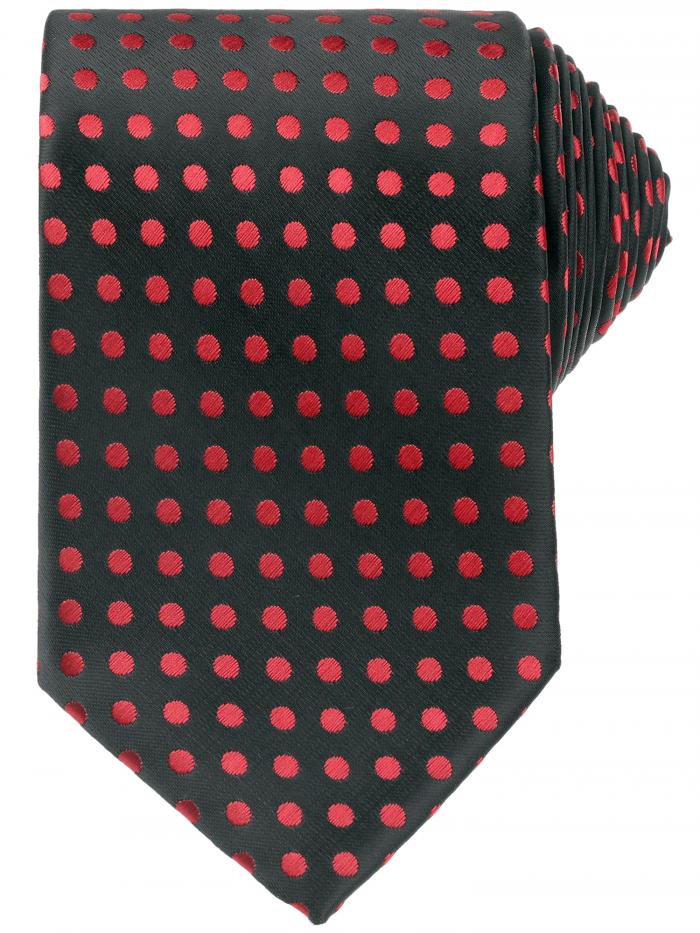 Elerevyo メンズ ドット柄 セルフタイ ネクタイ 織り クラシック幅 サテン 光沢 結婚式用 クラシック 黒と赤の点 One Size