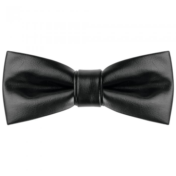 Elerevyo メンズファッションPUレザーシングルレイヤーカジュアル蝶ネクタイ 黒1 One Size