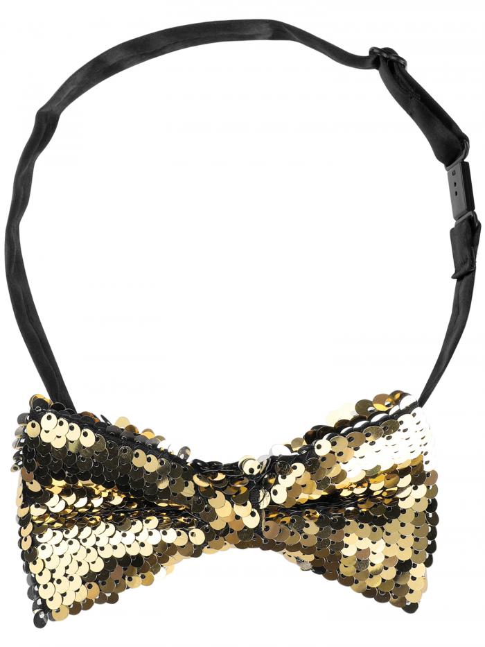 Elerevyo メンズ スパンコール キラキラ輝く蝶ネクタイ リバーシブル スパンコール 2色 パーティー用 結び済み蝶ネクタイ 金 One Size