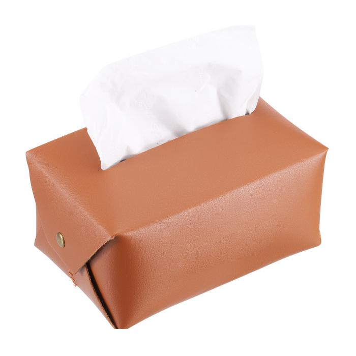 ティッシュボックスカバー ボタン付き 長方形ティッシュボックスホルダー PUレザー フェイシャルティッ..