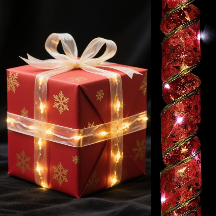 LEDライト銅線リボン 16.4フィート50バッテリー式クリスマスツリーデコレーションストリング パーティ..