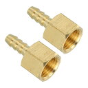 真鍮ホースバーブフィッティング2個 1/8"バーブ×1/8" N PT女性真鍮バーブパイプフィッティングアダプター パイプ 機械装置 配管機器を接続するためのアダプター