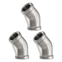 3pcs 45度エルボーキャストパイプ継手1/4" N PT女性304ステンレススチールエルボー継手スレッドコネクター 水燃料空気配管用アプリケーション