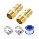 真鍮ホースバーブフィッティング2個 5/8"バーブ×G3/8"メススレッドホースコネクター ホースクランプ付き 水 燃料 ガス 油の輸送およびパイプラインメンテナンス用