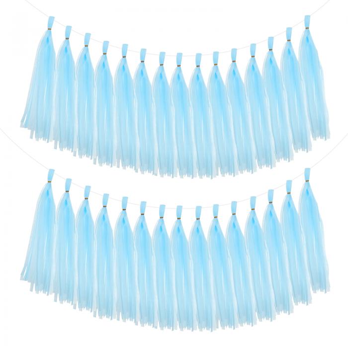 40個 タッセルガーランドバナー ストリーマーパーティー装飾用ティッシュペーパー バレンタインデー 女性用バースデー装飾 ロープとタイワイヤー付き(ライトブルー...