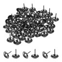 家具用アップホルスタリータック、5/8インチ(16 x 20mm)メタルラウンド黒サムタック、壁装飾用アップホルスタリーネイルDIYプロジェクトホームデコ(グレー黒、60個入り)
