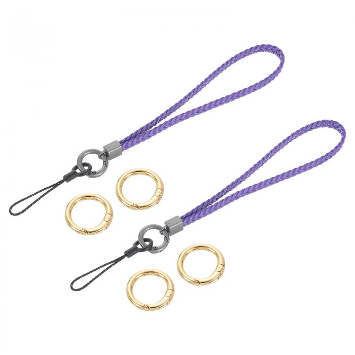 2個 編み込みリストレットランヤード 5.5インチ レザー製手作り防落下キーチェーンストラップ クラッチ..