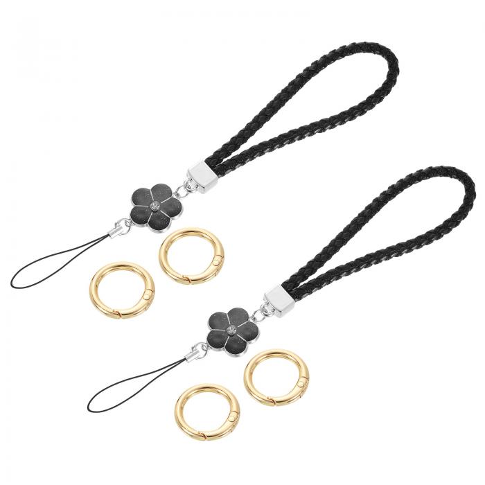 2個 リストレットランヤード 4.7インチ レザーキーチェーンストラップ クラッチ携帯電話キーチェーンウ..