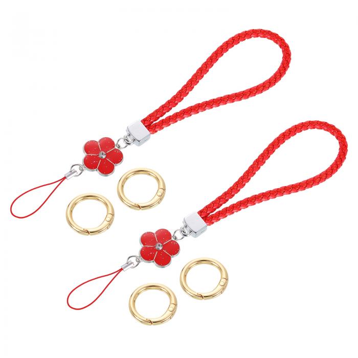 2個 リストレットランヤード 4.7" レザーキーチェーンストラップ クラッチ携帯電話キーチェーンウォレ..