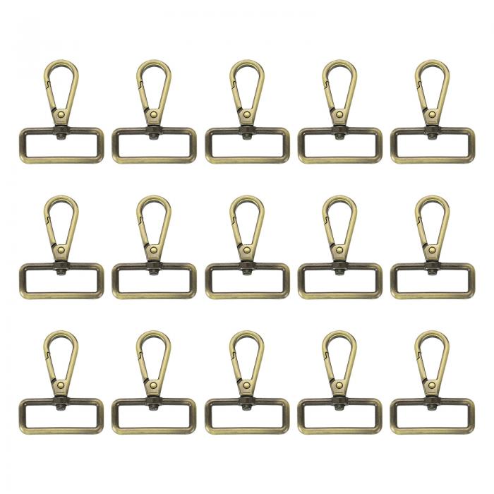 15個 スイベルクラスプ 1.25インチDリングロブスタークラスプクローメタルプッシュゲートスナップフック 財布作り用キーチェーンベルトストラップ 真鍮