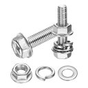 M8 x 35mm フランジ付き六角ボルト 10個入り 304ステンレス鋼 フランジ六角ネジ ナット付き 平座金・止め座金付き 完全ねじ込み 機械産業 家電製品...