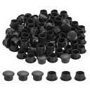 250個のプラスチックホールプラグ 1/2" x 5/16"(DxH) ホールカバーチュービングエンドキャップ ラウンドホール(10mm)用 キャビネット家具戸棚棚 黒
