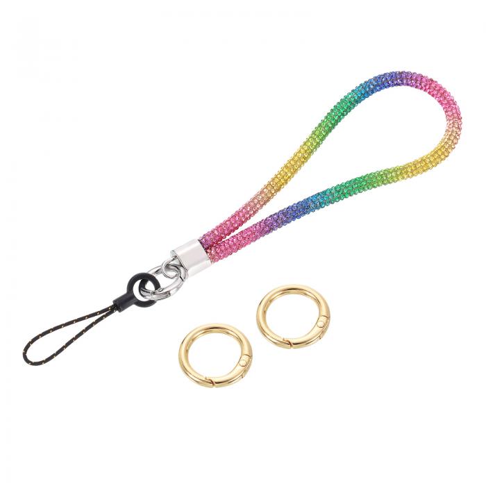 ブリングリストレットランヤード、5.3インチのラインストーンキーチェーンストラップ、クラッチ携帯電..