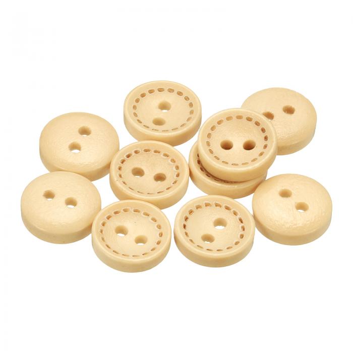 10個18L木製ボタン15/32インチ(11mm) 2穴木製丸いクラフト交換ボタン、洋服枕DIYクラフト装飾用、ナチ..