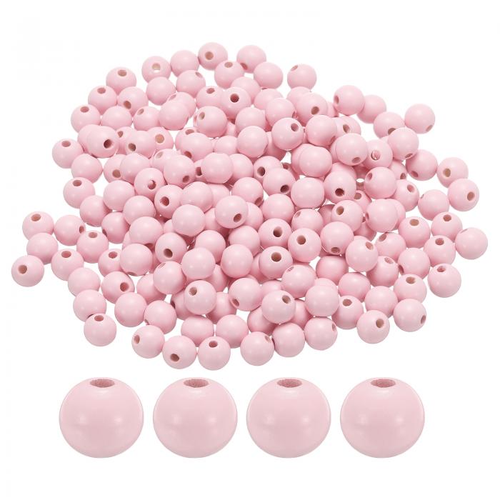 300個 12mm ライトピンク ウッドビーズ 3.3 mm 大穴 ラウンド 木製 ルーズ スペーサービーズ 宝石作り ..