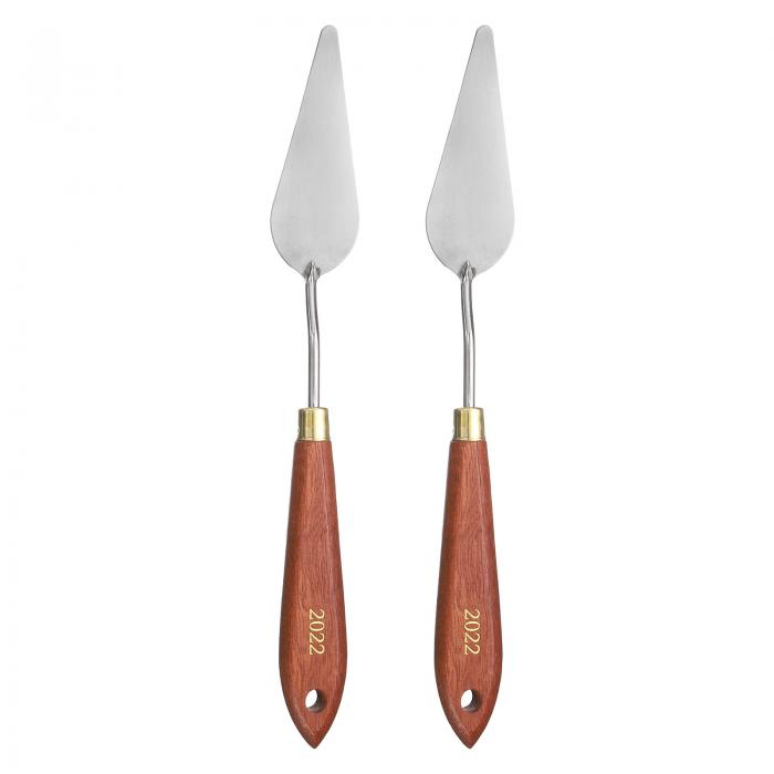 2個 パレットナイフ ペインティングツール 3.15" x 1.18" ステンレススチール ティアドロップブレード ..