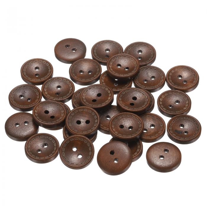 30個28L木製ボタン11/16インチ(18mm) 2穴木製丸型クラフト交換ボタン、縫製衣類枕DIYクラフト装飾、中..