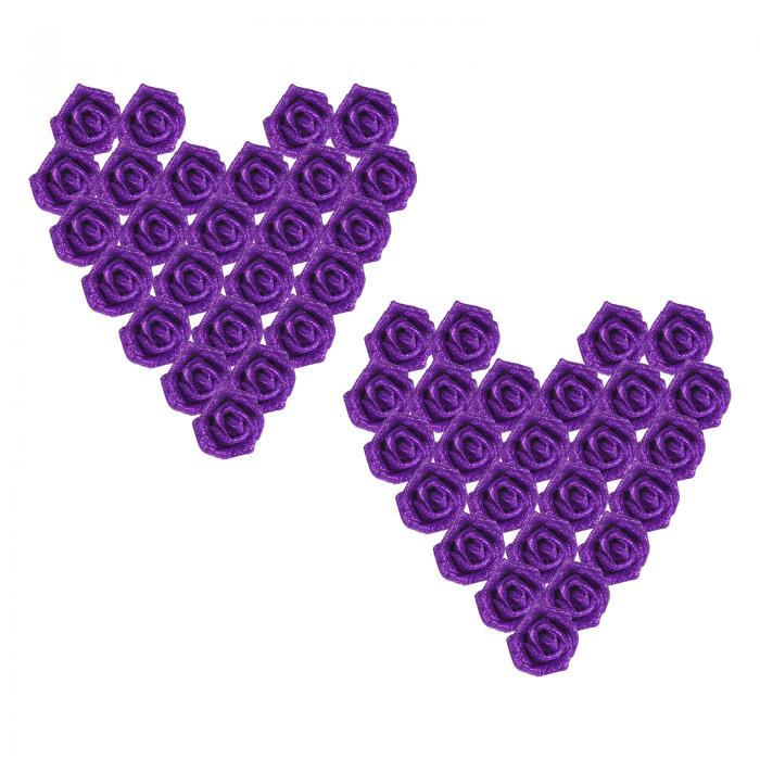 PATIKIL グリッターロー ズ、50個のフォーム人工花ローズヘッド、リアルな見た目のフェイクフラワー、D..