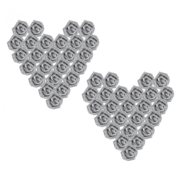 PATIKIL グリッターロー ズ、50個のフォーム人工花ローズヘッド、リアルな見た目のフェイクフラワーバ..