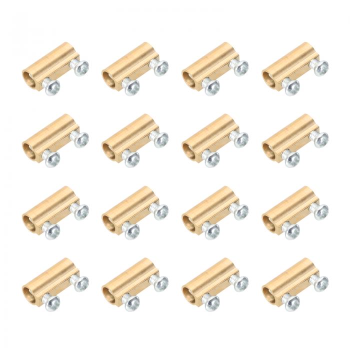 PATIKIL 19x8x9mm ワイヤーコネクタナット端子、20個 15 A真鍮スプライシングクイック配線接続端子回路コネクタナットキット、ネジ付き、真鍮色