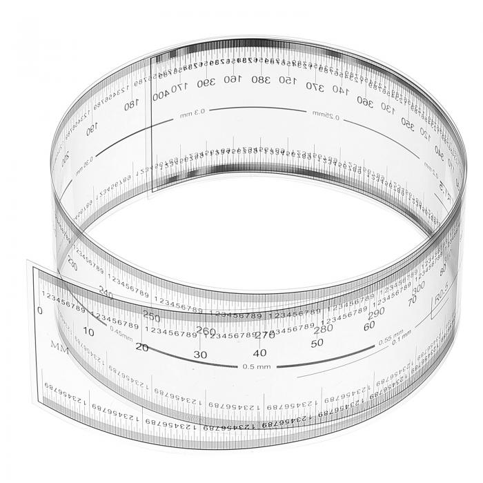 PATIKIL フィルムフレキシブル定規 40 cm 0.1 mm R角度と幅の線付きスケール 透明PETプラスチック ソフト折りたたみ ストレート定規 工場用 透明 1個